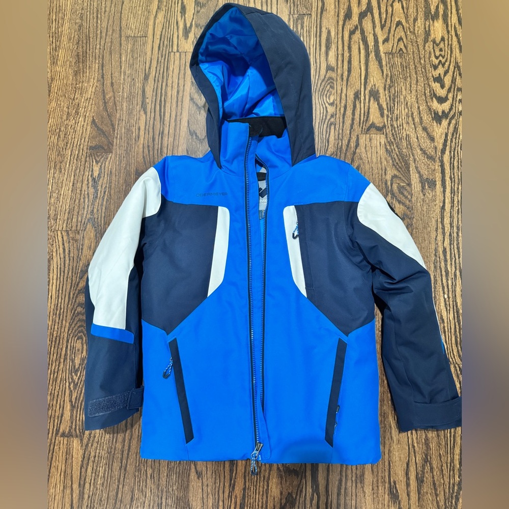 Obermeyer Fleet Jacket Teen Boys Size Small Insulated Ski Snowboard Blue Black